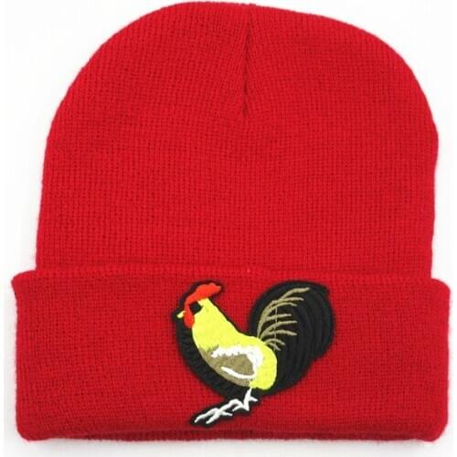 Rooster animal embroidery Thicken knitted hat winter warm hat Skullies cap beanie hat for kid men women 197