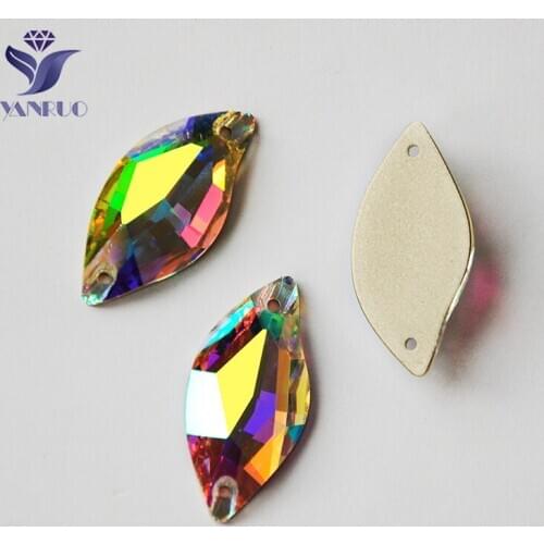 YANRUO 3254 Leaf S Shape Glass Strass Sew On Beads Rhinestones Sewing Accessories Crystals Stones For Phones Weeding Decoration