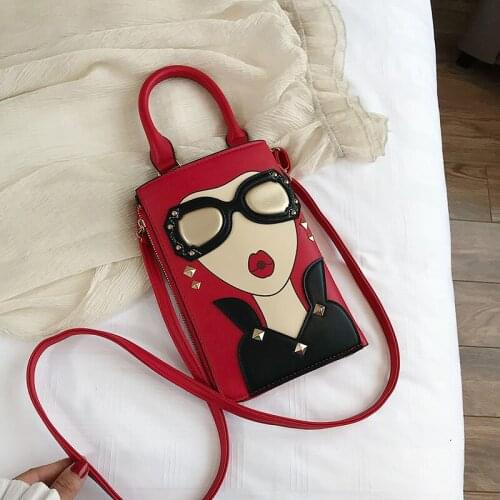 Ladies Fashion Cool Rivet Square Hand Dating Bag Zipper Detachable Shoulder Strap Mobile Phone Card Holder Messenger Wallet Bag