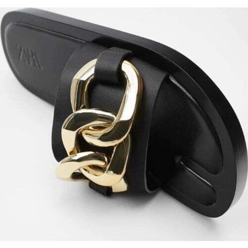 Womens Slippers 2021 New Fashion Chain Decoration Black Flat Sandals