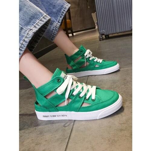 High-Top Lace-Up Ladies Single Shoes Spring And Summer New Fashion All-Match Hollow Breathable Flat Casual Shoes