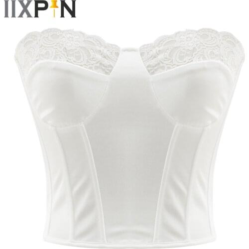 Women Lace Strapless Crop Tube Top Bandeau Bustier for Wedding Dresses Femme Sexy Lingerie Ladies Wire Free Underwear Crop Tank