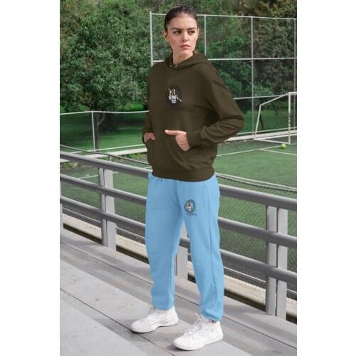 Angemiel Wear Olympia Lightning Scorer Zeus Women Tracksuit Set Green Hooded Sweatshirt Blue Sweatpants