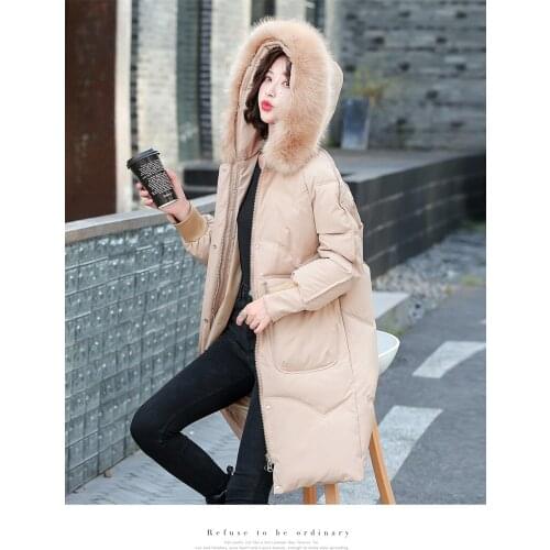 Mid Length Padded Winter Jackets Women 2021Loose Fur Collar Casual Hooded Down Jacket Fashion Clothes Y330
