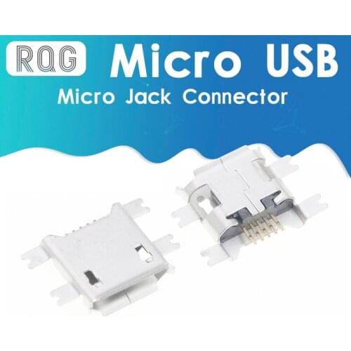 100PCS Micro USB 5P Socket MINIUSB Female 5 Pin SMD DIP Connector
