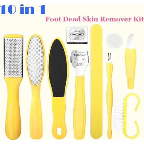 Professional Foot Care Kit Foot File Pedicure Tools Set Stainless Steel Foot Rasp Dead Skin Remover Clean Toenail Care 10 in 1