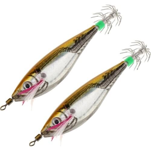 2 X Hard Plastic Glow Tail Saltwater Lure Octopus Squid Jig Hook