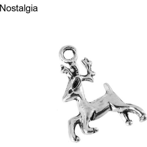 Nostalgia 20Pcs Lovely Santa Deer Christmas Charms For Jewelry Making Animal Pendants 17*23MM