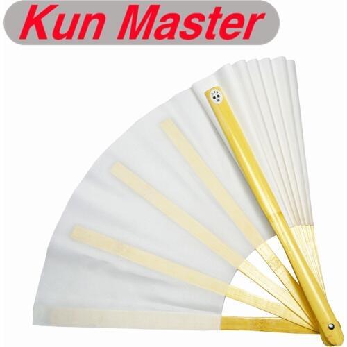 2017 Kun Master 34 Cm Bamboo Chinese Kung Fu Tai Chi Fan White Two Sides fans
