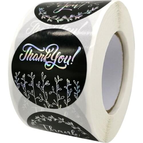 2021 1.5 inch 500 pieces /roll, thank you hot stamping font laser label, baking gift card, gift packaging sealing sticker