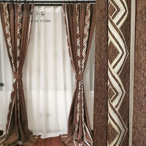2021 New Chinese Chenille Curtains Blackout Thickening Nordic Modern Minimalist Living Room Study Fabric Finished Curtains