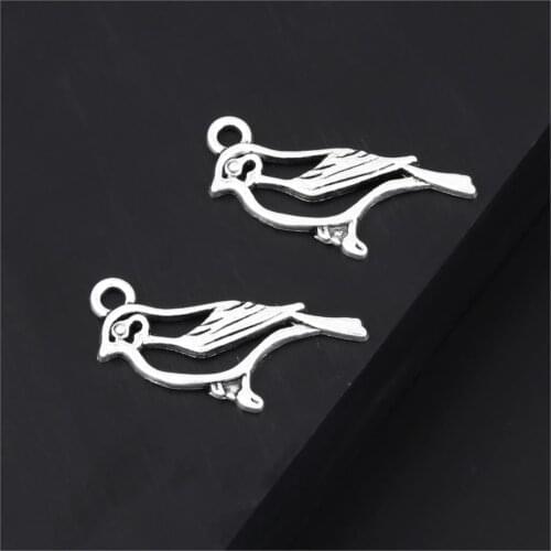 30Pcs Silver Color Bird Charms Making Lovely Animal Pendant Necklaces Bangle Parts Jewelry Dropshipping 27X12mm A3300