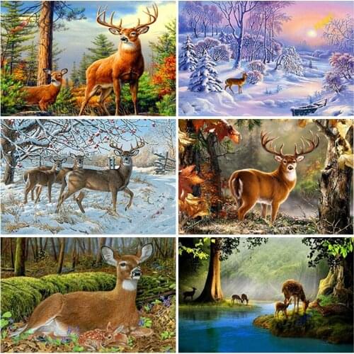 5D Diamond Painting Animal Forest Deer Full Square/Round Drill Mosaic Diamond Embroidery Landscape Cross Stitch Nordic Wall Art