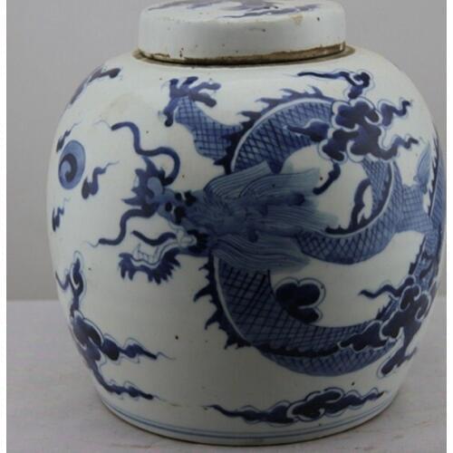 6 Antique QingDynasty Handmade porcelain pot,blue& white dragon jar 2,Hand-painted crafts,best collection& adornment