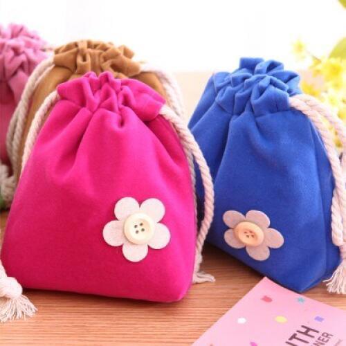 BF040 Fashion Double soft candy color cloth art beam pocket drawstring bags Draw string bag Cord Bag Draw st 19*16cm