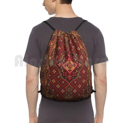Big Lebowski Pixel Rug Backpack Drawstring Bag Riding Climbing Gym Bag Big Lebowski Coen Brothers Nineties 90S Nostalgia
