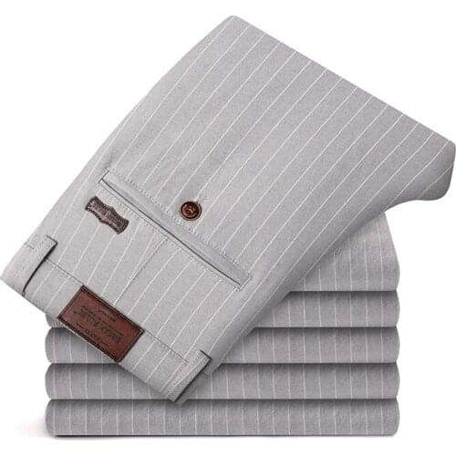 6 Color Classic Mens Plaid Casual Pants 2021 Spring New Fashion Business Cotton Stretch Straight Trousers Male Brand 38