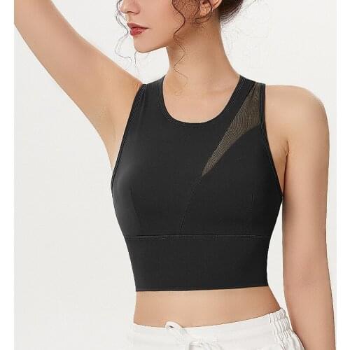 2021 New Mesh Breathable Women Yoga Tops shock proof Bra Push Up Solid Color And Sexy Sports Wear Outdoor Exercise