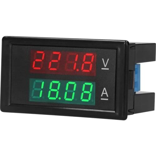 Digital Voltmeter Ammeter Voltage Current Tester Gauge Volt Amperage Tester Meter Amp Detector Red Green Dual Display Voltmeter