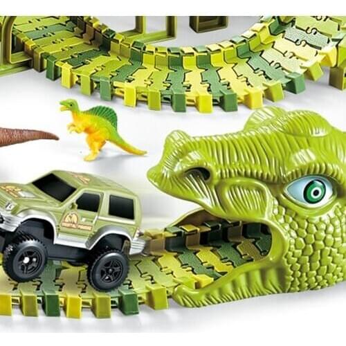 Dinosaur Electric Rail Car Dinosaur Railway Track Racing Diy Gift Toys Toy Car For Boys Educational I4P5