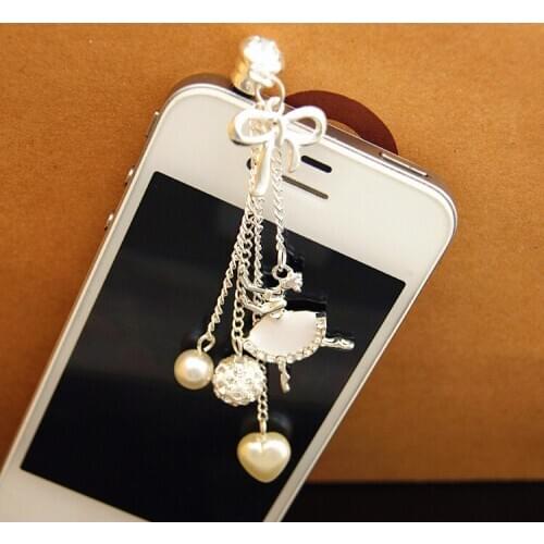 For 3.5mm Headphone Hole Hot Sale Dance Girl Wizard Pendant Tassel Phone Dust Plug Audio Hole Jack Plug Cap for Mobile Phones