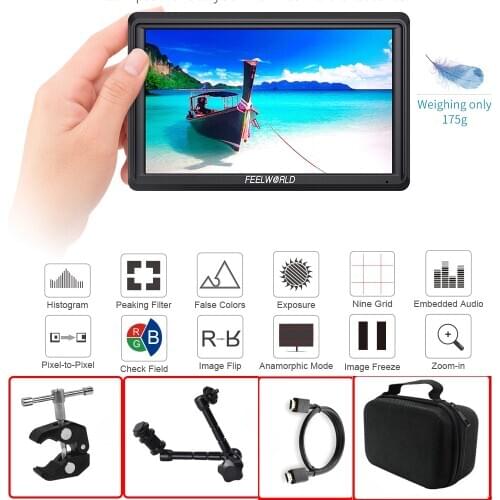 FEELWORLD FW568 4K Monitor 5.5 inch Field DSLR Monitor 1920x1080 IPS 4K Full HDMI Monitoring For Canon Nikon Sony a7 DSLR Camera