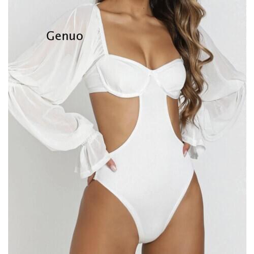 Genuo Women's Transparent Bodysuits