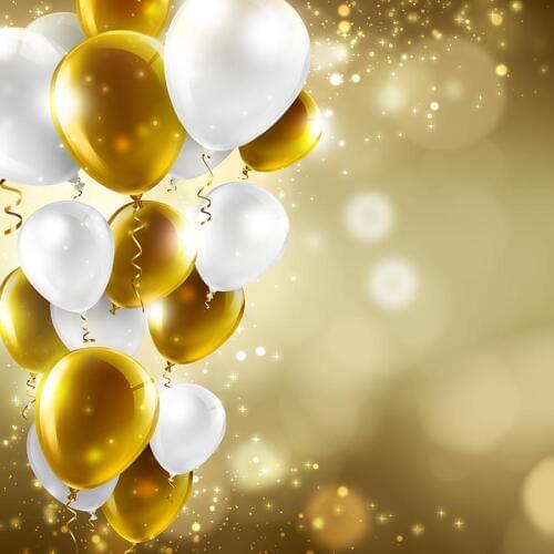 Gradient Photography Background White And Glod Balloons White Spots And Golden Sequin Backdrop For Wedding Party Photo Props