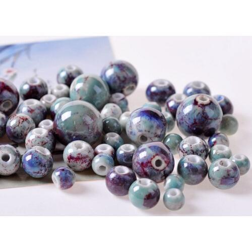 50pcs/lot 6mm-18mm Ceramic Beads DIY/Handmade Multi Color perle ceramica con foro Beads For Jewelry Making Accessories