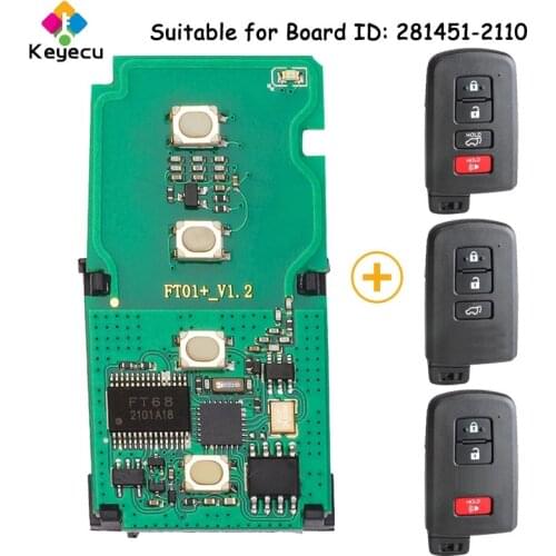 KEYECU 281451-2110 AG Smart Remote Control Car Key for Toyota Highlander Tacoma Prius C Land Cruiser Harrier Fob FCC ID:HYQ14FBA