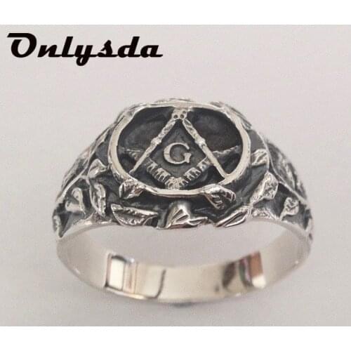 Stainless Steel Men Rings Masonic Freemasonry Punk Rock Hip Hop for Biker Male Boyfriend Jewelry Creativity Gift Wholesale