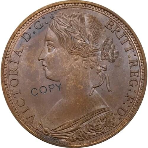 1866 United Kingdom 1 One Penny Victoria 2nd portrait Red Copper collectibles Copy Coin