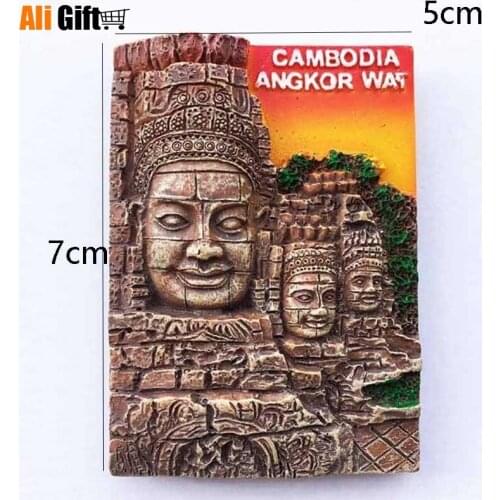 Cambodia 1 Pcs Cute Bayon Siem Reap Angkor Wat Buddha Fridge Magnets Souvenirs 3D Resin Refrigerator Magnet Stickers Craft Gifts