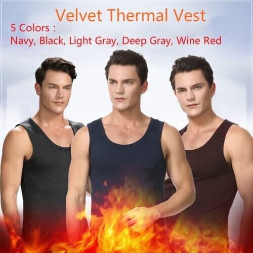 SAMWESTART Men Tank Tops Vest Thermal Underwear Vest Men Thick Sleeveless Soild One-Neck tank top men fitness