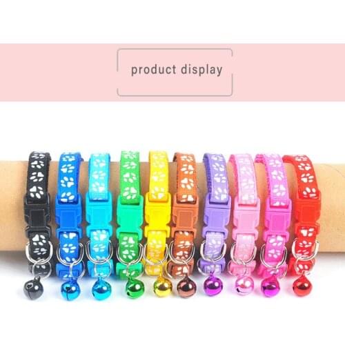 Cute Bell Collar For Cats Dog Collar Teddy Bomei Dog Positioning Footprint Bell Adjustable Collar Leads Pet Supplies Accessories