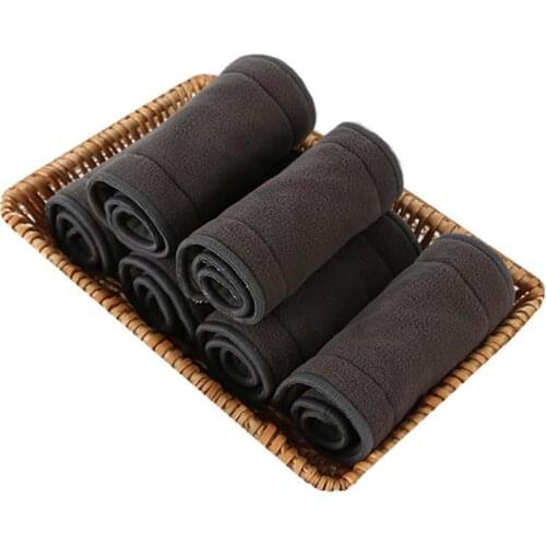 6Pcs Reusable Washable Diaper For Baby Cloth Diaper Nappy Washable 4 Layers bamboo charcoal inper Cover Nappies Charcoal Insert