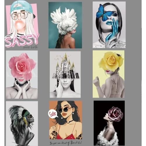 Fashion Girl Applique On Clothes Diy Vinyl Tops Appliqued Heat Transfer Thermal Stickers Hot Tear Patches Iron On T-Shirt