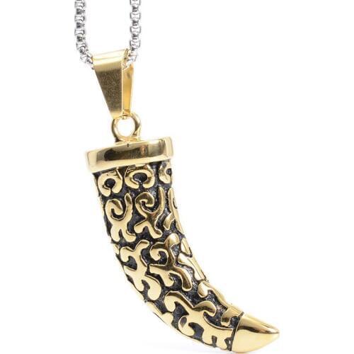 Fashion titanium steel jewelry Titanium steel pendant Personality pattern horn die-casting spike titanium steel