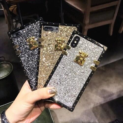 Fashion brand shimmer shiny powder bling soft silicone phone case for iphone 6 7 8 Plus X XS XR MAX 12 Pro Max 11 SE Retro cover
