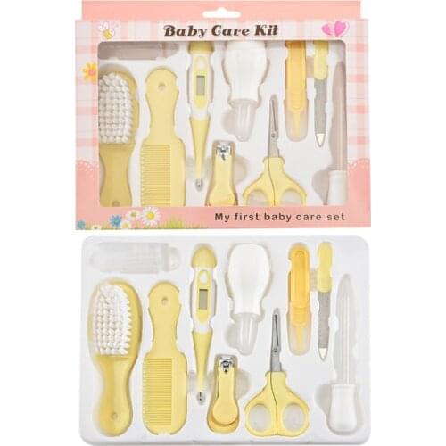 Muti-use Newborn Infant Kid Set Nail Hair Brush Thermometer Convenient Daily Baby Hair Brush Care Kits 10pcs
