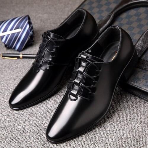 Spring Autumn New Korean Business Casual Leather Shoes British Fashion Dress Men Shoes Lace Up Pointed Light Shoes
