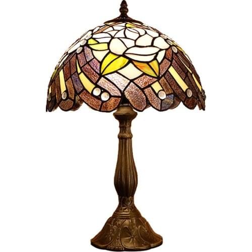 Tiffany Style Wisteria Home Decor Table Lamps Stainded Glass Art Desk Light Blue 12 Inch Shade Antique lamp for bedroom
