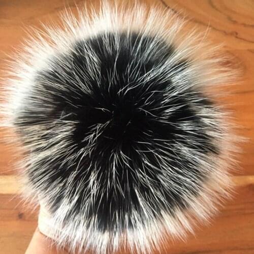 Nature Fur Pompom Fur Pom With Button DIY Fox Pompom Balls Fur Pompon Fox Raccoon Pom Pom For Scarves Hats Bags Accessories