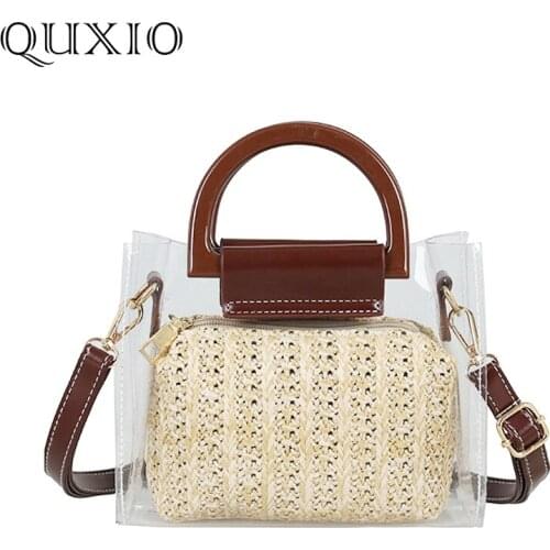 Transparant Bohemian Summer Straw Bag For Women 2019 New Clear Purse Ladies Woven Bag INS Popular Vacation Shoulder Beach Bags