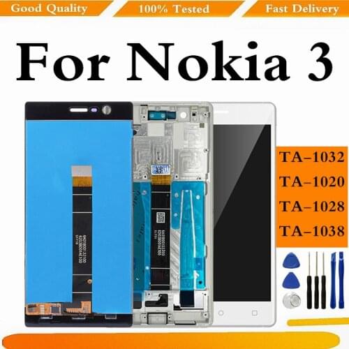 Original LCD For NOKIA 3 N3 TA-1020 TA-1028 TA-1032 TA-1038 LCD Display Touch Screen Digitizer Replacement With Frame