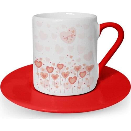 Personalized Valentine 'S Day Themed Red Turkish coffee Cup-58