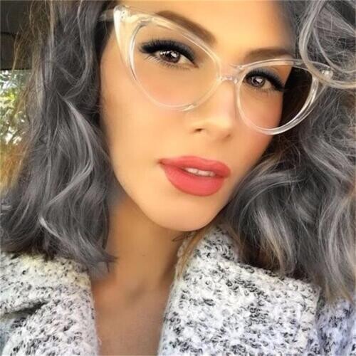 Clear Frame Cat Eye Glasses Women Eyeglasses Vintage Retro Glasses Frame Transparent Glasses Clear Lens Myopia Spectacle Frame