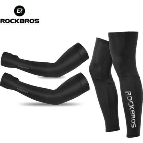 ROCKBROS Suncreen Camping Arm Sleeve Cycling Basketball Arm Warmer Sleeves UV Protect Men Sports Safety Gear Leg Warmers Cover