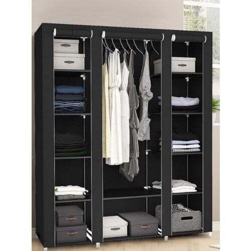 3 Doors Non-woven Wardrobe Bedroom Cloth Folding DIY Home Furniture Clothing Storage Cabinet Dustproof Closet Storage HWC