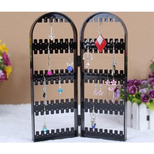 120 Holes Folding Plastic Jewelry Racks Earrings Holder Bracelet Necklace Display Stand Jewelry Storage Racks jewelry Organizer